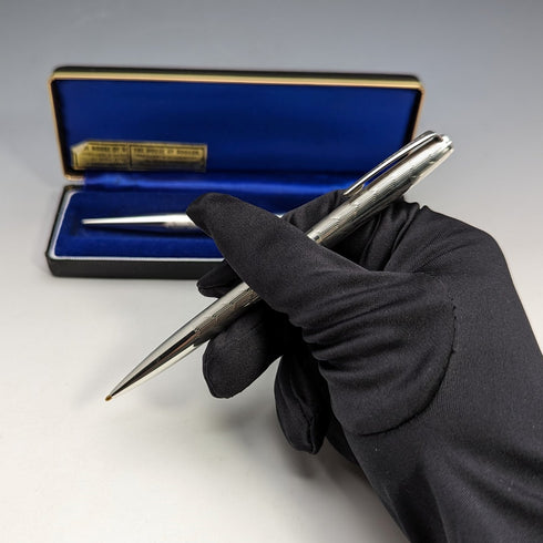 約 1970 年英國復古 Yard O' 紅色純銀自動鉛筆和原子筆